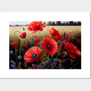 A Field of Poppies Watercolor Design Posters and Art